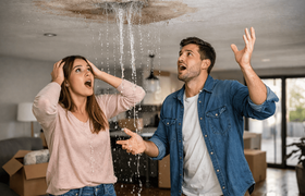 Вода уходит медленно, темнеет угол у плинтуса: ...