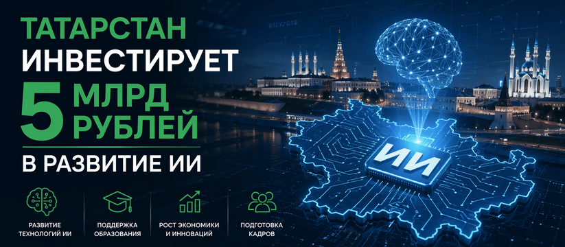 Татарстан инвестирует 5 млрд рублей в развитие ИИ В республике утвердили программу развития искус...